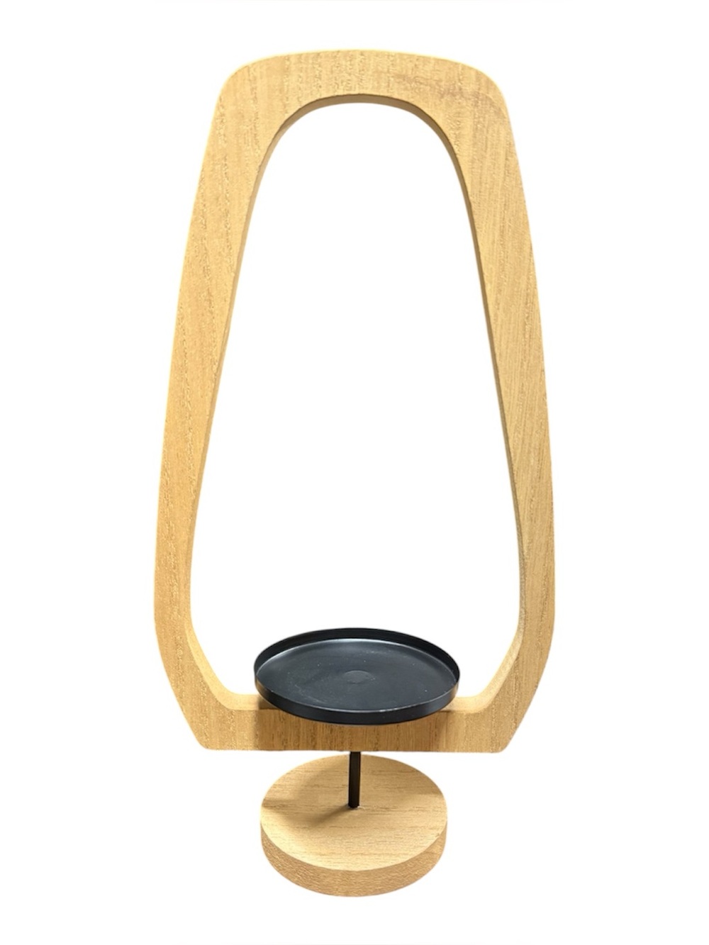 MCM Midcentury Modern Design Natural Wood Candle Holder 12”